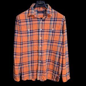 Ralph Lauren Men's Orange Flannel Long Sleeve Shirt L